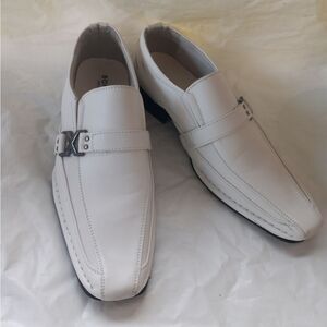 Bonafini Men's Dress Derbi Slip-On White with Metal Accent Size 5.5